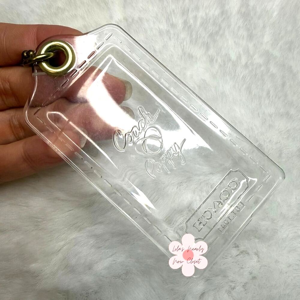 3" COACH Poppy Clear Fob Bag Charm Hang tag Hangtag